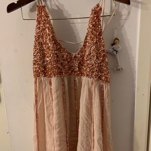 Free People Dresses - FREE PEOPLE rose gold shirt sequence dress Free People Dresses - FREE PEOPLE rose gold shirt sequence dress